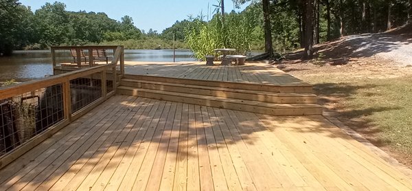 Multi-level deck build overlooking a lake